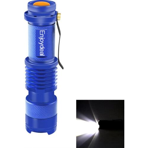 Portable Outdoor Flashlight Mini Q5 Zoomable 2000 Lumen LED Flashlight Torch Lamp penlight 1 Modes Blue AA For Best Price Lights