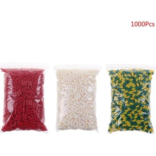1000Pcs/Bag Empty Hard Capsules Size 1# Hollow Gelatin Capsules Empty Pill Capsule Personal Health Care Pill Case Splitters Hot