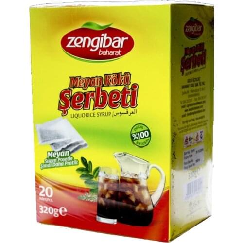 Zengibar Liquorice Syrup Licorice Sherbet 20 bags 320 Gr Delicious Drink Glycyrrhiza glabra Licorice Root Made in Turkey