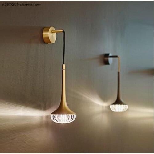 Nordic Modern Creative Gold Glass Wall Lamp Design Living Room Bedroom Bedside Bedroom Metal Led Indoor Lighting Lustre Retro