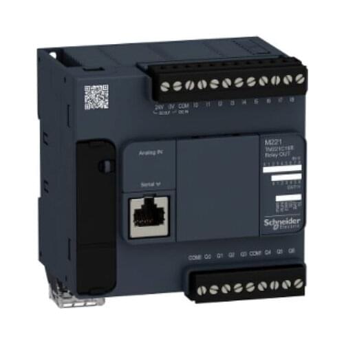 TM221C16R Modicon M221, Logic controller, 16 inputs/outputs, 7 relay outputs, 100…240 V AC