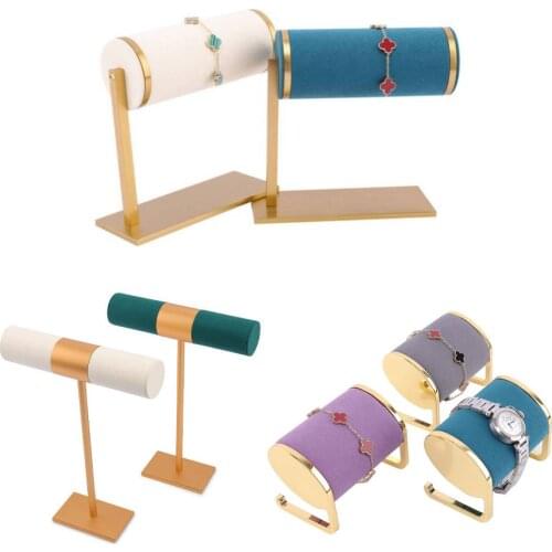 Hair Band Rack Jewelry Organize T-bar Watch Bracelet Display Holder Metal Velvet Bracelet Scrunchie Colorful Display Stand