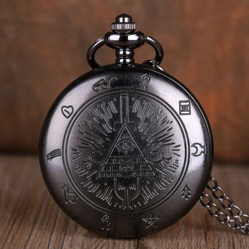 Vintage Bill Cipher Quartz Pocket Watch Analog Pendant Pocket Watch with Necklace Chain Men Women Kid Watch Gifts