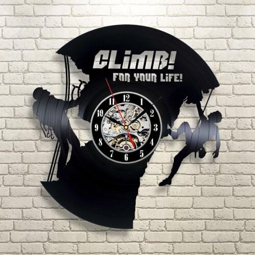 High Quality Vinyl Record Wall Clock Modern Design Wall Clocks Climbing Shape Quartz Mechanism Black Vinyl Record Reloj