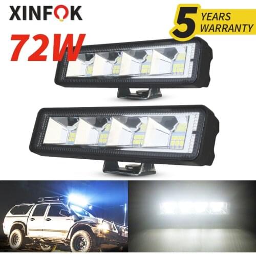 Xinfok Car LED Work Spot Flood Light Beam 3030 SMD DC 12-24 Volts 72 Watts 6500K Lighting for Truck 4x4 4WD
