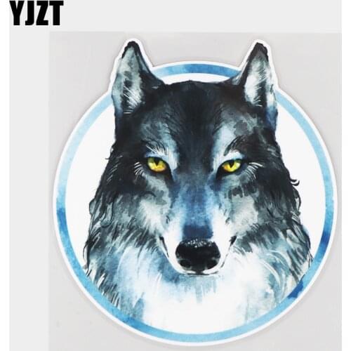 YJZT 17.5×18.9CM Watercolor Art Cartoon Wolf Funny Window Windshield Decals Creative Car Stickers 21A-0099