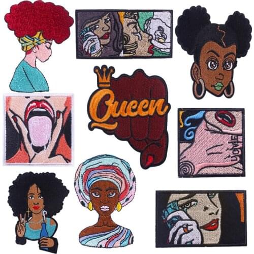 Women Patch Iron On Patches On Clothes Fashion Queen Punk Patch Embroidered Patches For Clothing Stickers Stripes For Clothes