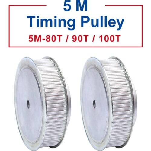 1 piece Pulley 5M-80T/90T/100T Width 21/27mm pulley wheel rough hole 12/14 mm Aluminum Material For Width 20/25 mm Timing Belt