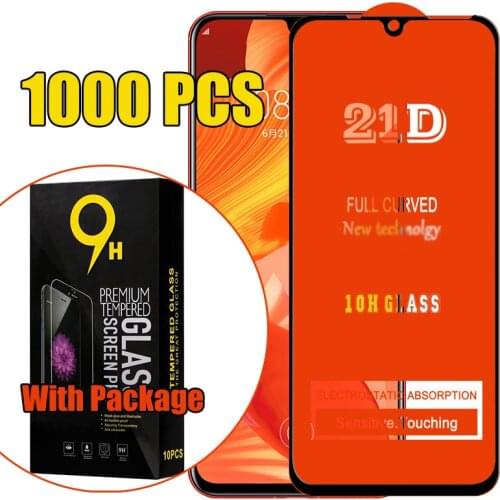 1000pcs Full Glue 21D Tempered Glass For Huawei P50 P40 Lite E Y7A Y9A Y6S Y8S Y9S Y10 Y9 Y9X Y9P Screen Protector With Package