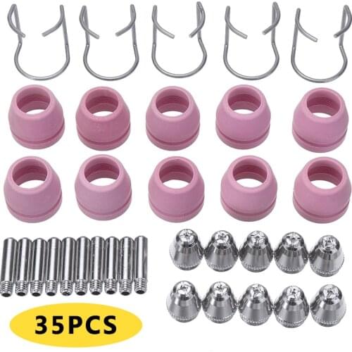 35pcs Plasma Cutter Consumables Torch Electrode Tip Nozzle Kit For SG55 AG-60 WSD-60P Torch