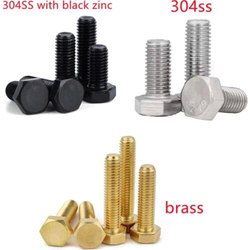 100pcs brass screw M3*10/12/16/18/20 DIN933 brass hex bolt