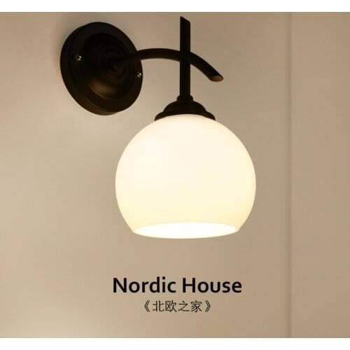 AC90-260v White Pumpkin Wall Lamp Indoor Bedside Wall Lamp Of American Country Bedroom Living Room Nordic Railway Art Hallway