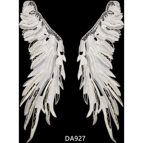 Zsbszc 15X53CM white Embroidery wings angel wings lace pair flowers water soluble pair collar DIY lace accessories DA927