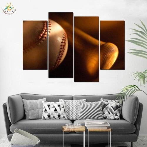 Baseball Picture Modern Wall Art Pictures Prints Art Poster Canvas Painting Modular Home Decoration for Living Room 4 Pieces