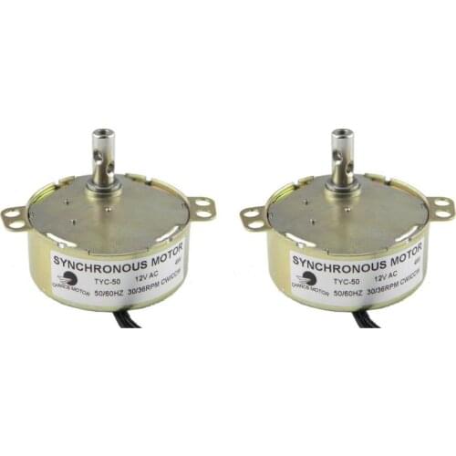 CHANCS 2PCS Electric Synchron Motor TYC-50 12V AC 30-36RPM CW/CCW Turntable Gear Box for Electric Fireplace