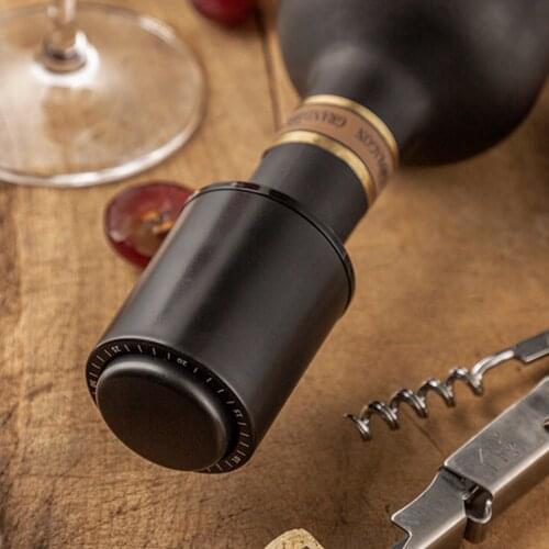 Black ABS Vacuum Wine Bottle Stopper Sealed Storage Vacuum Memory Wine Stopper Push Style Bar Tools Barware Wine Cork