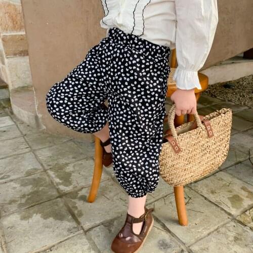 Childrens Pants 2021 Autumn New Girls' Mori Girl Cute Printed Cotton Wash Pants Childrens Lantern Pants Girls Pants