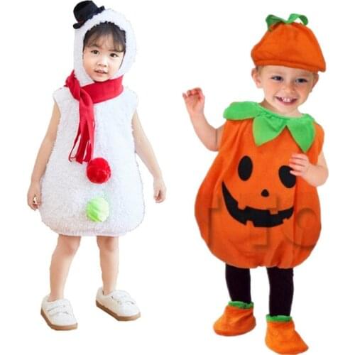 Kids Halloween Christmas Costumes Baby Pumpkin snowman Costume Childern Cute Cosplay for Girl Boy Fancy New Year Carnival Party