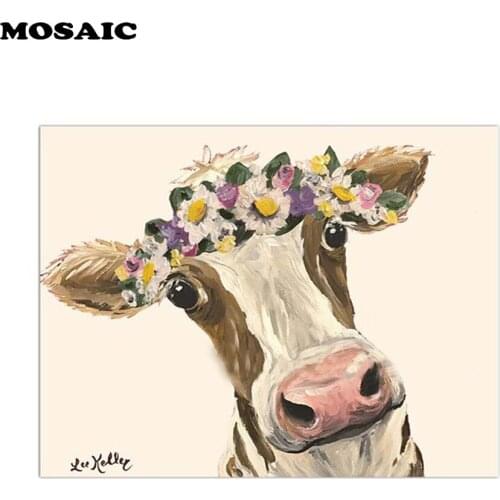 DIY 3D Diamond Painting Cross Stitch pictures Home decoration full square Diamond Embroidery cow flowers painting rhinestones