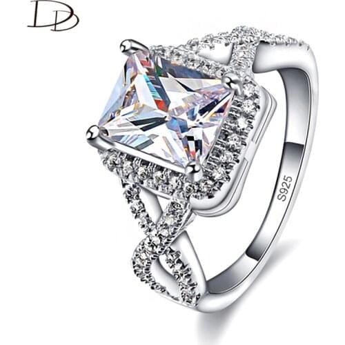 DODO 2 Styles Square Colorful Stone Rings Shining AAA Cubic Zircon Wedding Fashion Jewelry For Women Silvery Anel Mujer R444