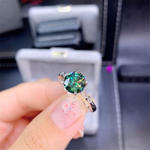 Ekopdee Luxury Moissanite Zircon Rings For Women Exquisite Retro Green Crystal Adjustable Finger Ring Engagement Wedding Jewelry