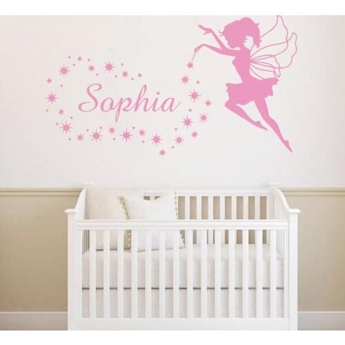 Fairy Custom Name Stickers Angel Stars Wall Decals For Kids Room Wallpaper Girls Bedroom Decor Nursery Sticker Mural
