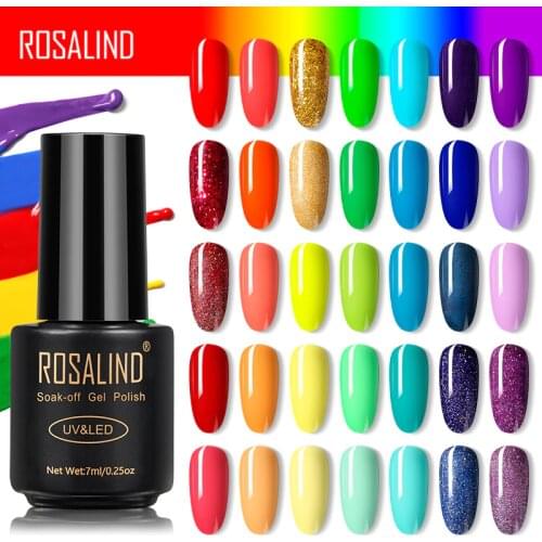 ROSALIND Gel Polish Rainbow Color Gel Nail Polish All For Manicure Semi Permanent Soak Off Nail Art Design Primer For Nails