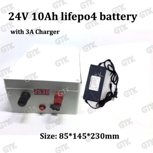 GTK 24v 10ah battery pack lifepo4 battery bms 8s for500w motor ebike wheel chair Solar outdoor camping inverter LED + 3A charger