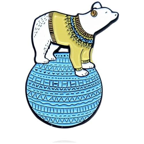 HOSENG Acrobatic Group Cute Polar Bear Stepping On The Ball Badge Backpack Dress Fashion Enamel Jewelry Pin Gift Brooch HS_379