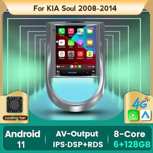 IPS 4G Lte WIFI Android 11 GPS For KIA SOUL 2010 2011 2012 2013 Car Radio Multimedia Tesla Vertical Screen Navi Stereos 2 DIN