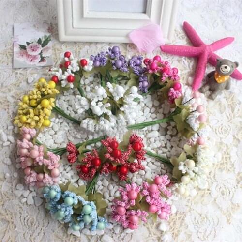 120PCS,Artificial Babys Breath,Fake Mini Foam Fruit Bouquet,Flower Stamen,DIY Decoration For Wedding,Cake,Garland,Scrapbooking