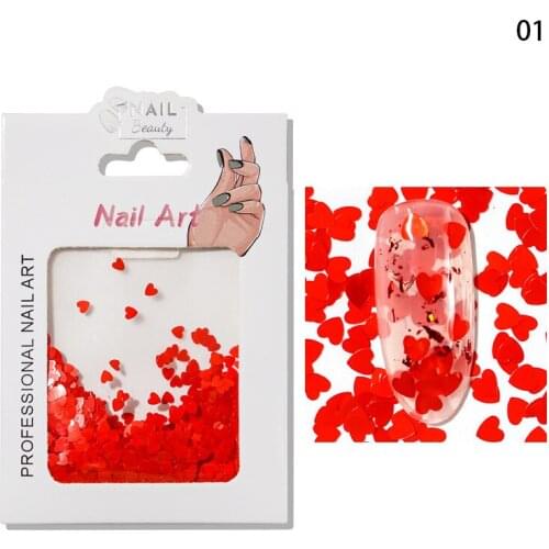 Spangles Nail Sequins Red Maple Star Love Nail Flakes Stunning Star /Love Sticker Decoration For Manicure Nails Accessories