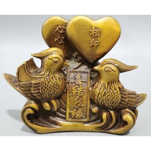 China brass Heart to heart Mandarin duck crafts statue