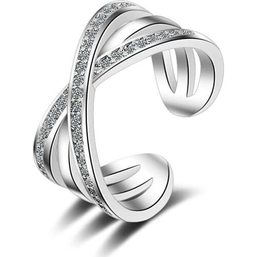 Prevent allergy 925 sterling silver crystal Cross`finger rings women ring best jewelry birthday gifts jz011