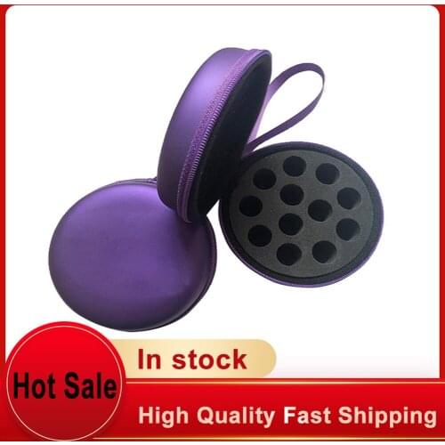 PU Round Essential Oil Storage Bag 10 Compartments Essential Oil Bottle Display Box Container Suitable For 1ml 2ml 3ml Bottle