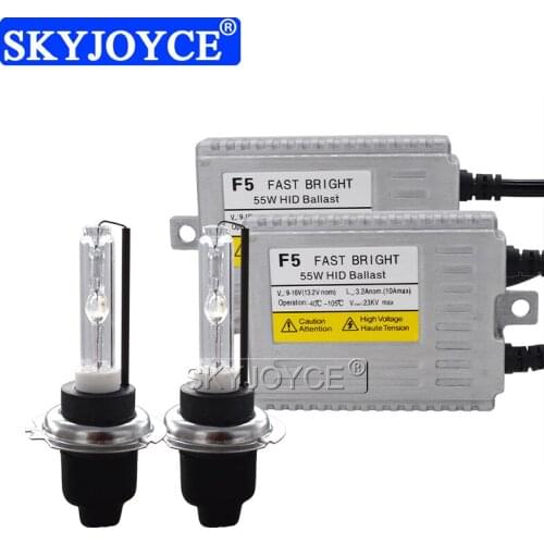 SKYJOYCE 55W Xenon H7 HID Xenon Headlight Kit H1 H3 H11 D2H Cnight Bulb 4300K 5000K 6000K 12V F5 Fast Start HID Slim Ballast Kit