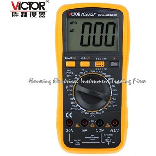 VICTOR Digits Multimeter 2000 Counts Victor VC9802A + AC DC Voltmeter Capacitance Resistance digital Ammeter Multitester