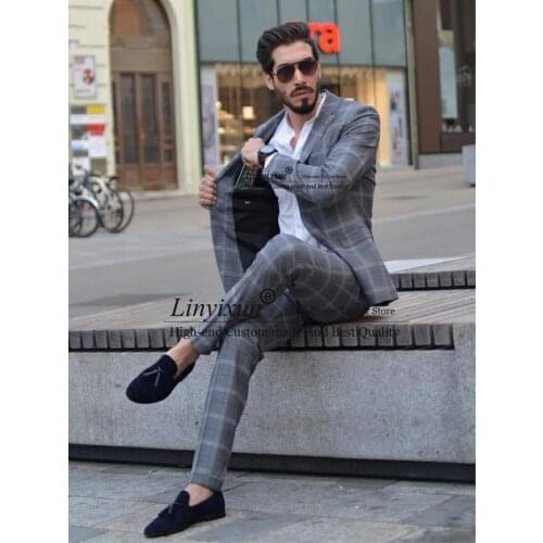 High Quality New Arrival Mens Suits Slim Fit Male Business Formal Wedding Tuxedos Custom Made Boy Friend Suit Male 2 Pieces