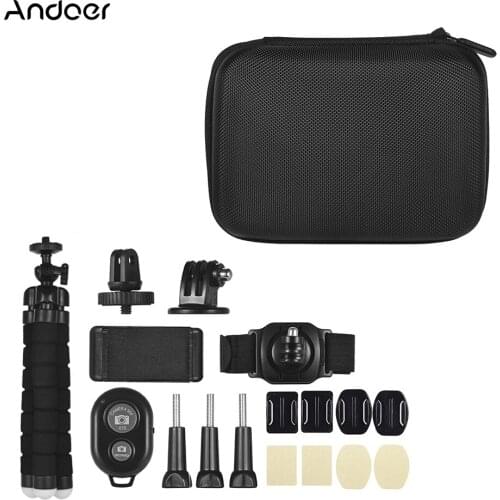 Andoer Outdoor Sports Action Camera Accessories Kit 18 in 1 for Brave 4/V50/CAMPARK/GOPRO 7/Hero 6/5 Xiaoyi Camera Accessories