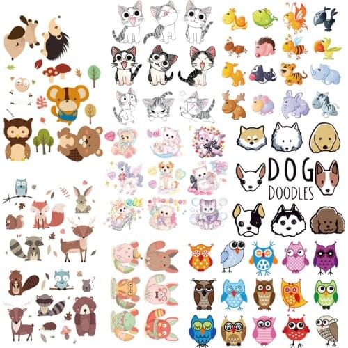 ZOTOONE Cartoon Animal Patches Set A-level Washable DIY Accessory Decoration Clothes Iron-on Transfers Patches Gift for Kids D