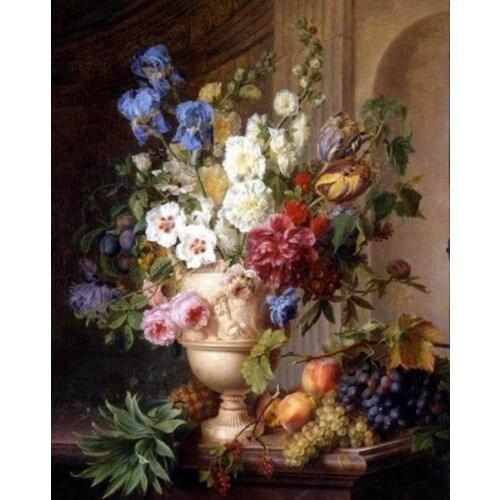 Classic Still Life Art Flower Canvas Wall Painting for Kitchen Home Decor Gerard Spaendonck Flowers and Desire Fruits Pineapple