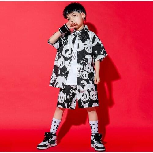Hip Hop Clothes Kids Rave Clothing Street Dance Wear Panda Catwalk Stage Costume Festival Clothes Boys Dancer Outfit JL3421