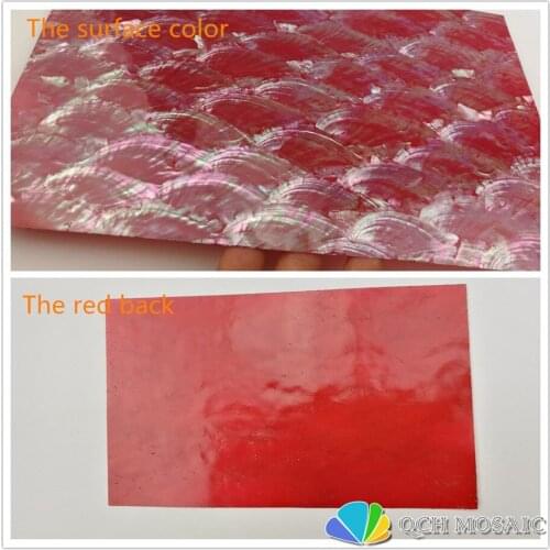 Painted mother of pearl laminate sheet for musical instrument and wood inlay DIY mobile phone case material red fan pattern