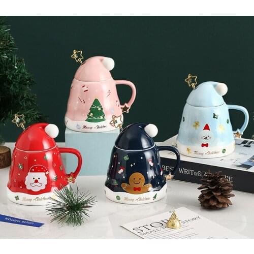 2022 New Christmas Tree Shape Mug Drinking Cup Breakfast Milk Cup Coffee Cup Home Kitchen Drinkware Christmas Decorations Gift