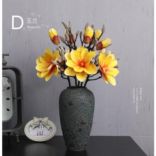 1pc High-end Artificial Flower Feel 3d Printing Film Big Magnolia Home Hotel Floor Decoration Fake Flower Photography Props