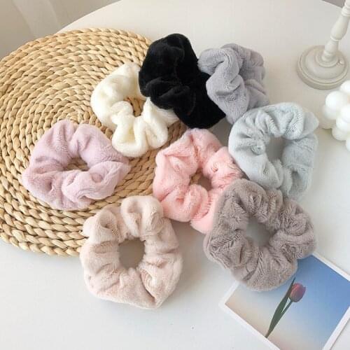 Imitation Rabbit Fur Plush Headband Sweet Elastic Hair Band Ponytail Holder Girls Cute Scrunchies Hair Accessories