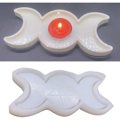 Star Moon Tray Candlestick Epoxy Resin Mold Candle Holder Silicone Mould DIY Crafts Jewelry Storage Plate Container Casting Tool