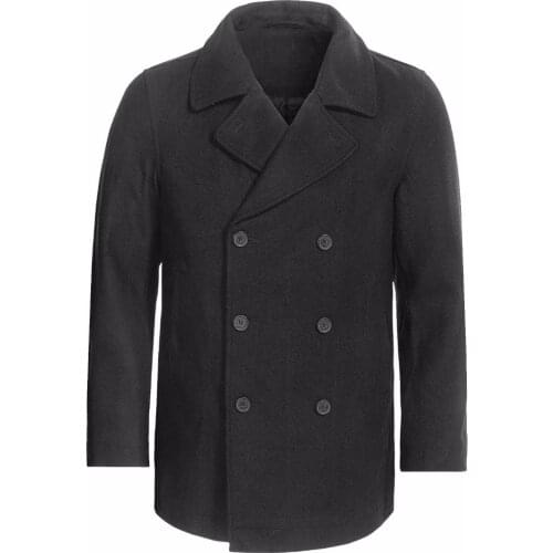Custom Made Charcoal grey Pea Coat for fall / winter, Classic Double breasted Peacoat with heavy wool blend
