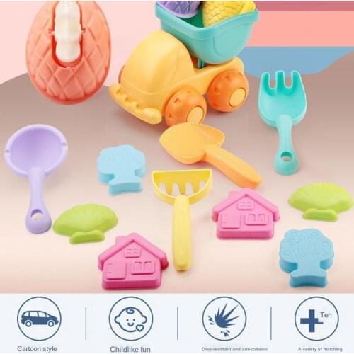 Silicone Children Beach Toys 6 Pcs Kit Children Sandbox Play Water Cart For Kid Summer Beach Sand Sand Play Set Game Sandbo K2Z8