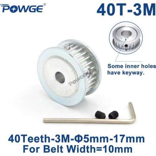 POWGE 40 Teeth HTD 3M Synchronous Timing Pulley Bore 5/6/6.35/8/10/12/14/15/16/17mm for Width 10mm HTD3M belt pulley 40T 40Teeth